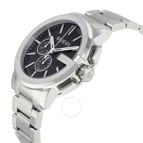 gucci men's stainless steel black chrono watch|stainless steel gucci watch men.